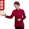 Ropa de Limpieza para Mujeres Tallas Grandes Habitación de Hotel Restaurante Limpieza Ropa de Trabajo de Camarero Manga Larga Primavera Otoño Invierno Rojo