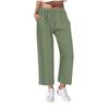 Roupas Femininas Transfronteiriças 2024 Novo Europeu e Americano Amazon eBay Tamanho Grande Solto Boutique Algodão e Linho Casual Calça de Nove Pontos para Mulheres