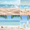 Adereços de Foto de Praia em Miniatura Mini Cenário Construção Estilo Férias de Verão na Praia Janela de Exibição com Fundo de Coqueiro
