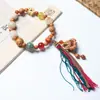 Pulsera de Abalorios Pequeño Oso Dieciocho para Hombres y Mujeres, Accesorios de Estrella y Luna, Artesanía de Madera Portátil con Borla para Alivio del Estrés, Pulsera Jugable para Estudiantes