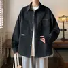 Jaqueta camisa masculina para primavera e outono, jaqueta cardigã de workwear nova de alta qualidade para adolescentes, estilo casual japonês de Hong Kong