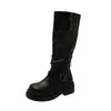 Botas largas de suela gruesa, reversibles y plegables 2026 con forro de polar para mujer, botas de motociclista de caña alta a la moda, cálidas de invierno para adultos