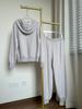Lp Export 2024 Otoño e Invierno Nuevo Traje de Cachemira Púrpura Gris Elegante Sudadera con Capucha y Cremallera Pantalones Leggings Comodidad para Mujer