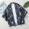 Ropa de estar cruzada para hombre del sudeste asiático, cárdigan estampado estilo chino de manga tres cuartos para hombre, bata de pareja, Hanfu para hombre