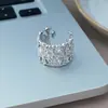 Anillo Cruzado Retro con Incrustaciones de Circonita Diamantada Super Brillante para Mujer, Anillo Abierto Apilable, Accesorios Populares de Xiaohongshu