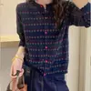 Cardigan de Lã Tricotado Estilo Europeu para Mulheres, Nova Coleção de Outono, Gola Redonda, Manga Longa, Jacquard Listrado, Casaco Suéter Versátil na Moda