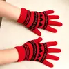 Luvas Jacquard Coloridas de Cinco Dedos para Estudantes Outono Inverno Aconchegantes e Quentes Proteção contra Frio Desenho Animado Versáteis Uso Diário Escolar Luvas de Tricô