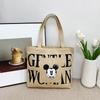 Bolso tote portátil de lona de gran capacidad con estampado de letras nuevo 2025, bolso de hombro con combinación de colores, venta al por mayor