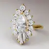 Anillo Elegante Copo de Nieve Estilo Palacio Cao Shi para Mujer, Joyería Nupcial Noble Gota de Agua, Corona Brillante Estilo Popular del Pequeño Libro Rojo
