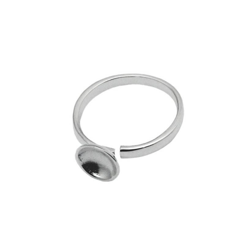 雅缤 银戒托 925女士开口戒指可镶嵌琥珀蜜蜡珠子底托速卖通热卖