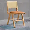 Silla de Comedor para Restaurante de Madera Maciza Nórdica Silla Moderna Simple para Hotel Casa de Huéspedes Cafetería con Respaldo de Ratán Silla de Ratán para Tienda de Té de Leche