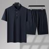 Novo Estilo Verão Seda Stretch Não Passa Anti-rugas Seda Gelo Secagem Rápida Fina Camisa Polo Masculina de Manga Curta para o Papai