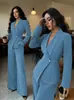 Traje Europeo y Americano de Mujer para Otoño 2026, Elegante y con Estilo Conjunto de Dos Piezas con Blazer de Manga Larga y Pantalones de Pierna Recta