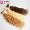 Peluca Transfronteriza Europea y Americana Cabello Real Cortina Rubio 27# Cabello Remy Brasileño Ola de Agua