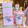 Taza Aislada Judy de Zootopia Taza con Popote Linda para Niña Alto Valor Taza de Agua para Niños Estudiantes al Aire Libre Regalo