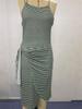 Verão Europeu e Americano Transfronteiriço Novo Colete Listrado Casual Feminino Saia de Comprimento Médio Amarração na Cintura Vestido Sexy de Alça