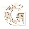 Enfeites Decorativos de Madeira de Natal Transfronteiriços com 26 Letras e Design de Padrão Floral para Artesanato e Decoração Caseira