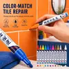 Caneta de retoque cerâmica 2,5mm, 12 cores disponíveis, à prova d'água, marcador especializado para reparar arranhões em azulejos, vasos sanitários e banheiras
