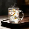 Liquidação: Copos de Vidro Frescos e Fofos com Estampas e Alças, Adequados para Uso Doméstico, Copos de Café da Manhã para Meninas, Design Espessado, Copos de Sorvete Delicados
