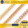 Galvanoplastia ouro imitação 24k zircônia corrente de garra selagem esmalte latão acessórios de joia bagagem sapatos acessórios de vestuário corrente de diamante