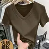 Camiseta de Canalé de Verano Tallas Grandes 2026 Nueva Manga Corta Versátil Ajustada Favorecedora Prenda Básica para Mujer
