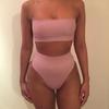 Ebay Aliexpress Primavera e Verão Sexy Cor Sólida Tomara que Caia Separados Maiô de Duas Peças Pronta Entrega Venda Direta da Fábrica
