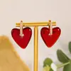 Pendientes Retro de Moda Círculo Rojo Exagerado con Corazón de Melocotón Diseño de Nicho Pendiente Retro Chica Picante para Mujer