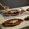 Mesa de Bandeja de Madera Minimalista Moderna Bandeja Decorativa de Madera para Bocadillos Hogar Plato de Cena de Madera Maciza