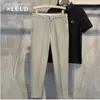 Pantalones Nuevos de Verano de Color Sólido hasta el Tobillo para Hombre, Pantalones de Corte Cónico Estilo Occidental sin Planchar, Estilo Coreano, Ajuste Delgado, Cónicos, Casuales, Modernos