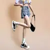 Shorts de Mezclilla Rasgados de Color Claro para Mujer Otoño Tendencia Combinan con Todo Nuevos Cintura Alta Adelgazantes Ropa Dopamina Pantalones Cortos