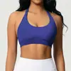 Sujetador deportivo cruzado sin costuras para mujer, que alisa la espalda, de corte ajustado, alta elasticidad, ajustado, con cuello halter, adecuado para correr, fitness y yoga