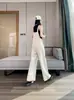 Macacão Jeans Juvenil para Mulheres, Novo Estilo Primavera e Outono 2026, Cintura Alta, Solto, Emagrecedor, Estilo Leitoso, Macacão Wide Leg Comprimento Total