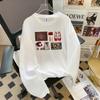 2025 Nueva Camiseta de Manga Larga de Algodón Puro con Estampado de Verano para Mujer, Versión Holgada, Estilo Casual Lazy, Nicho