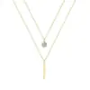 Collar Doble Capa Geométrico Largo de Diamantes de Flash Redondo Transfronterizo Europeo y Americano Estilo Femenino Cadena para Clavícula de Diamante Simple de Moda Cadena para el Cuello de Moda