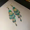 Pendientes de Borla con Forma de Lágrima Incrustada de Diamante y Aguja de Plata, Pendientes de Botón Vintage, Pendientes de Estilo Palacio Retro, Sensación de Lujo Ligero y Gama Alta