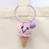 Pingentes de Boneca Crochê Feitos à Mão, Enfeites de Sorvete Crochê com Lã, Pingentes de Chaveiro Tricotados, Acessórios para Bolsa