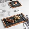 Bandeja de madera para mal de amores plato para bocadillos de madera maciza disco plato japonés para té bocadillo para barbacoa pastel comida occidental plato de cocina japonesa
