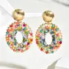 Brincos Coloridos de Cristal de Novo Estilo Transfronteiriços, Brincos Vintage de Luxo Leve de Alta Qualidade, Acessórios de Orelha de Nicho Europeus e Americanos Atacado para Mulheres