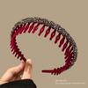 Diadema de temperamento de pedrería flocada acrílica diadema para lavar la cara para uso exterior con dientes acabado para cabello suelto antideslizante presión pasador tocado