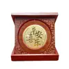 Pastel Shuibei Fortuna Dorada con Adornos de Lingote de Oro, Empaque de Caja de Madera, Regalos de Negocio para Inauguraciones, Mudanzas, Festivales