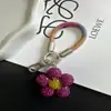 Nuevo Estilo Anillo de Dedo de Malla con Pedrería Lanyard para Teléfono Llavero de Flor Completa con Pedrería Creativo Colgante Accesorio para Bolso de Teléfono