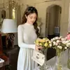 Vestido de Punto de Cuello Alto con Temperamento Estilo Coreano para Mujer Otoño Invierno Nuevo Adelgazante Favorecedor Ceñidor de Cintura Vestido Suéter Base