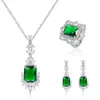 Nuevo Collar Colgante de Piedra Preciosa Flor de Trigo de Amazon para Mujer, Anillo de Diamantes Completos de Alta Gama, Pendientes Colgantes Color Verde Aqua
