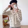 Suéter de Punto Rayado para Mujer, Top de Manga Larga, Conjunto de Dos Piezas Chal de Otoño, Nuevo Modelo 2026, Suéter Camiseta Base Holgada de Cuello Redondo
