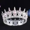 Tiara de Novia de Venta Caliente Transfronteriza Corona Redonda de Cristal Redondo Barroco de Alta Gama Corona de Princesa Cumpleaños Accesorios de Boda Lote