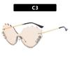 Gafas de sol irregulares con incrustaciones de diamantes 2024 nuevas gafas de sol para mujer cara grande que adelgazan las gafas de sol anti-ultravioleta forma cóncava