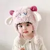 Otoño e Invierno Lindo Sombrero de Felpa con Orejas de Cordero Protección para los Oídos Cálido y Engrosado Sombrero Pullover para Niños y Niñas Sombrero de Bebé de Invierno