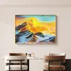 Pintura Decorativa para Caixa de Medidor Elétrico de Luxo Leve com Luz Solar na Montanha Dourada, Pintura Suspensa para Cobertura de Caixa Elétrica e Disjuntor, Arte de Parede Simples e Moderna, Não Requer Furação