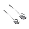 Cuchara de acero inoxidable 304 para comida cuchara grande cuchara para servir cuchara de sopa de hotel para comida mango largo cuchara pública se puede añadir LOGOTIPO