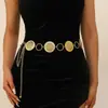 Cadena de Cintura Geométrica Redonda Dorada Europea y Americana para Mujer Versátil de Moda Cinturón de Metal Decoración de Cintura para Vestido